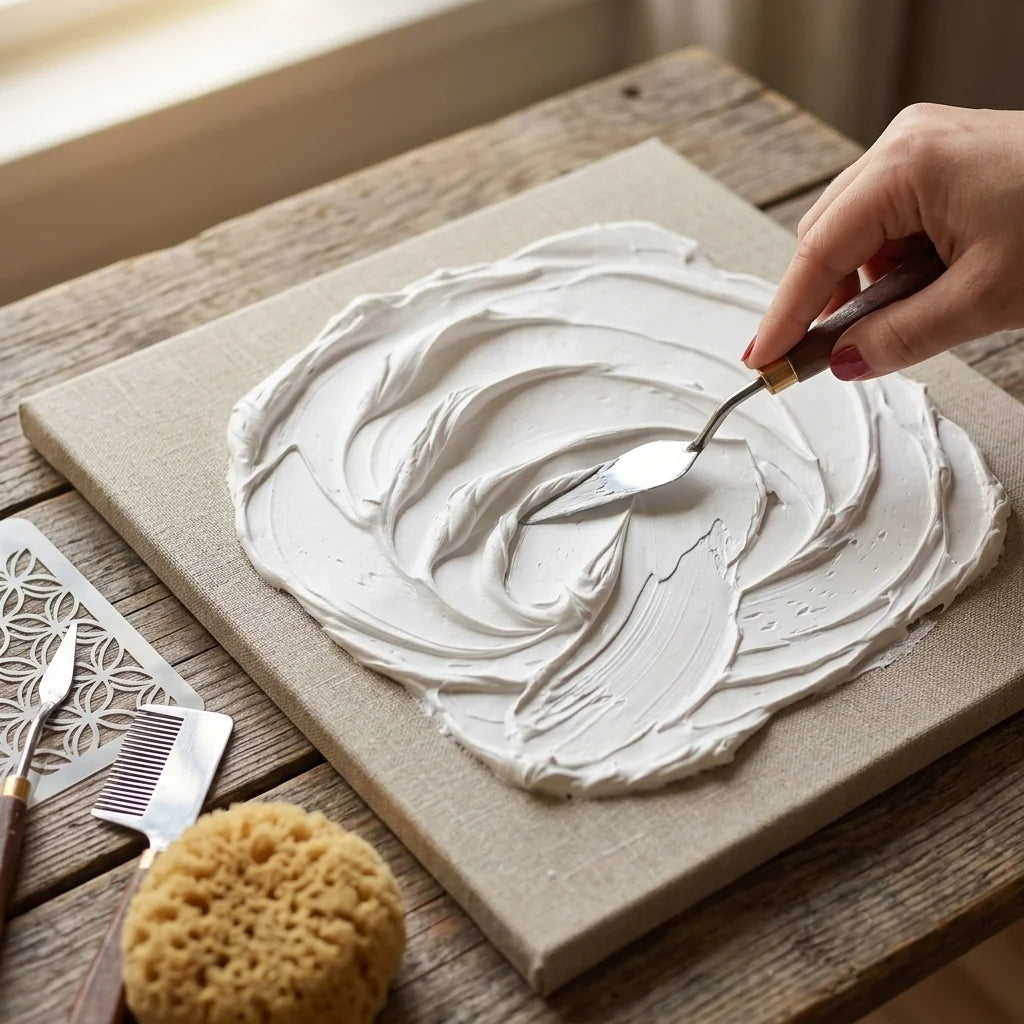 Modeliranje teksture u Butter pasti — paletni nož, sunđer, češalj, šablon