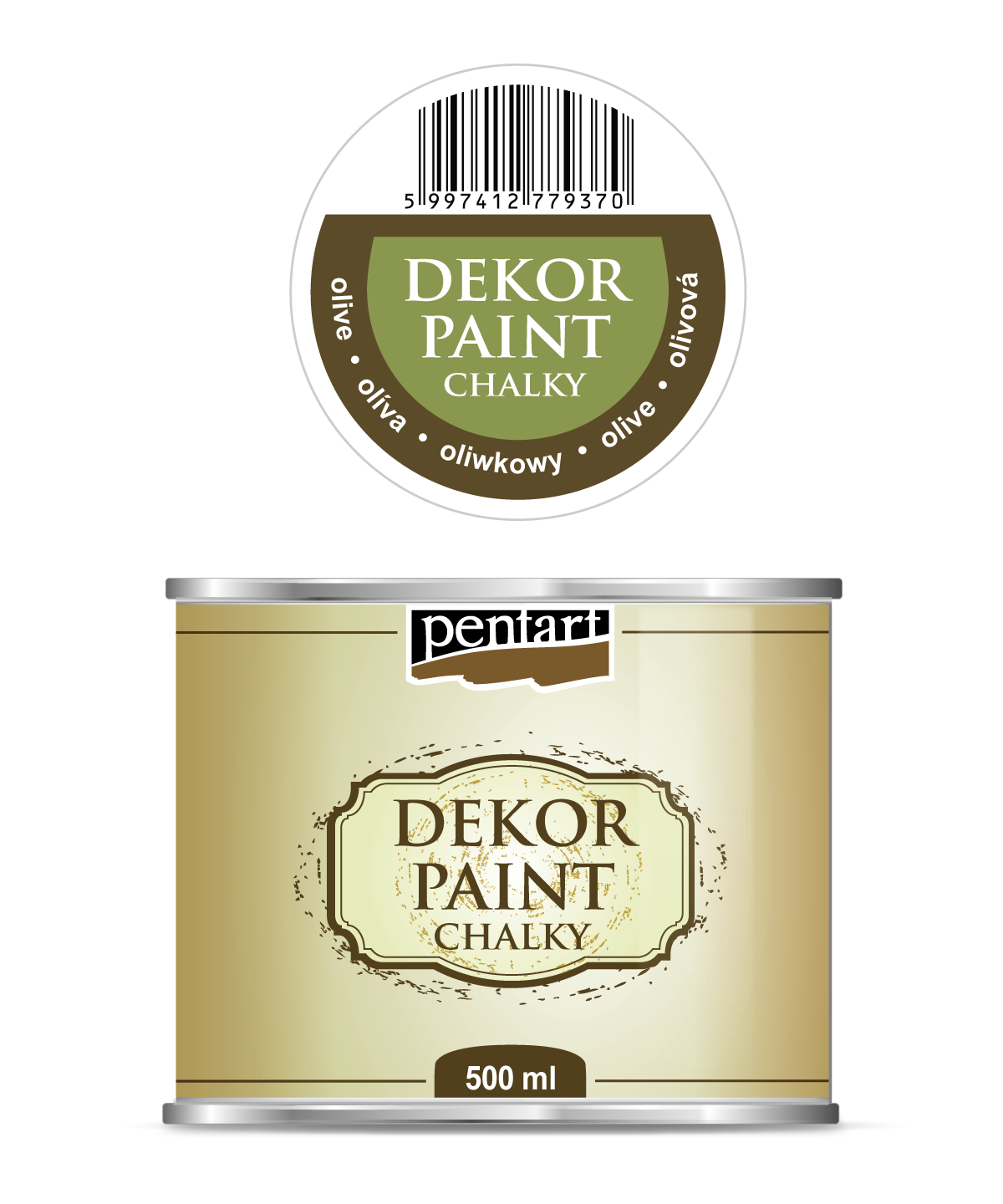 Dekorativna boja kreda Chalki Pentart 500 ml - razne nijanse – olive