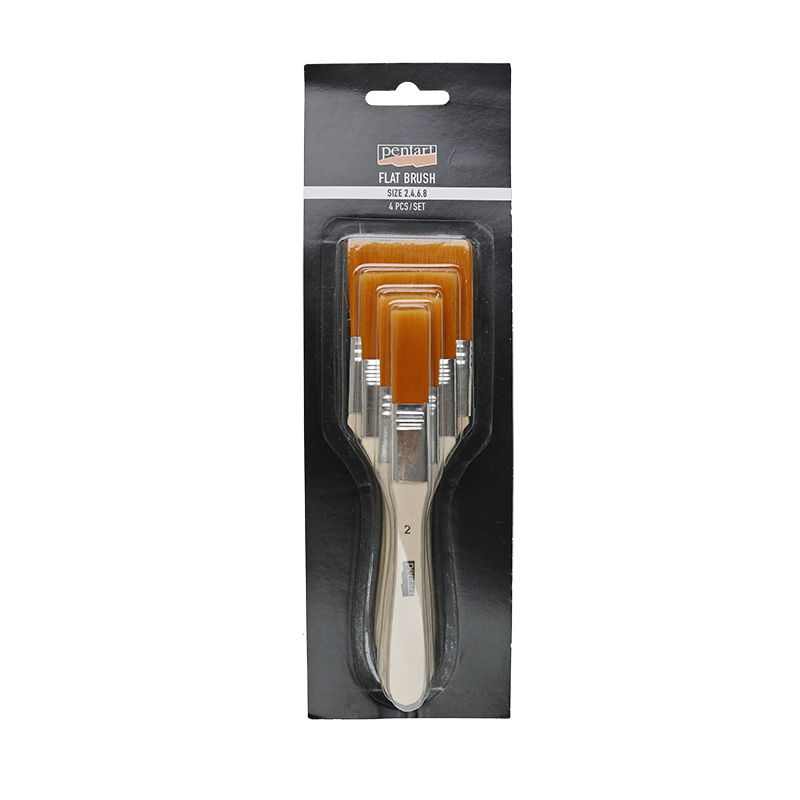 Set kistova za konturu - 6-djelni – with soft bristles, 4 pcs, flat, size 2, 4, 6, 8