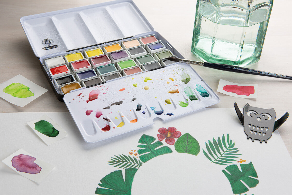 Schmincke AKADEMIE Aquarell prazna metalna kutija za akvarel, 24 x pune posudice