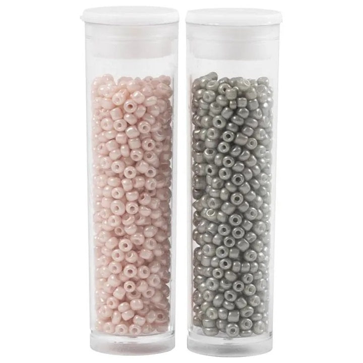 Rokaj perle 1,7 mm, set 2x7 g – Svijetlosiva sa rozom