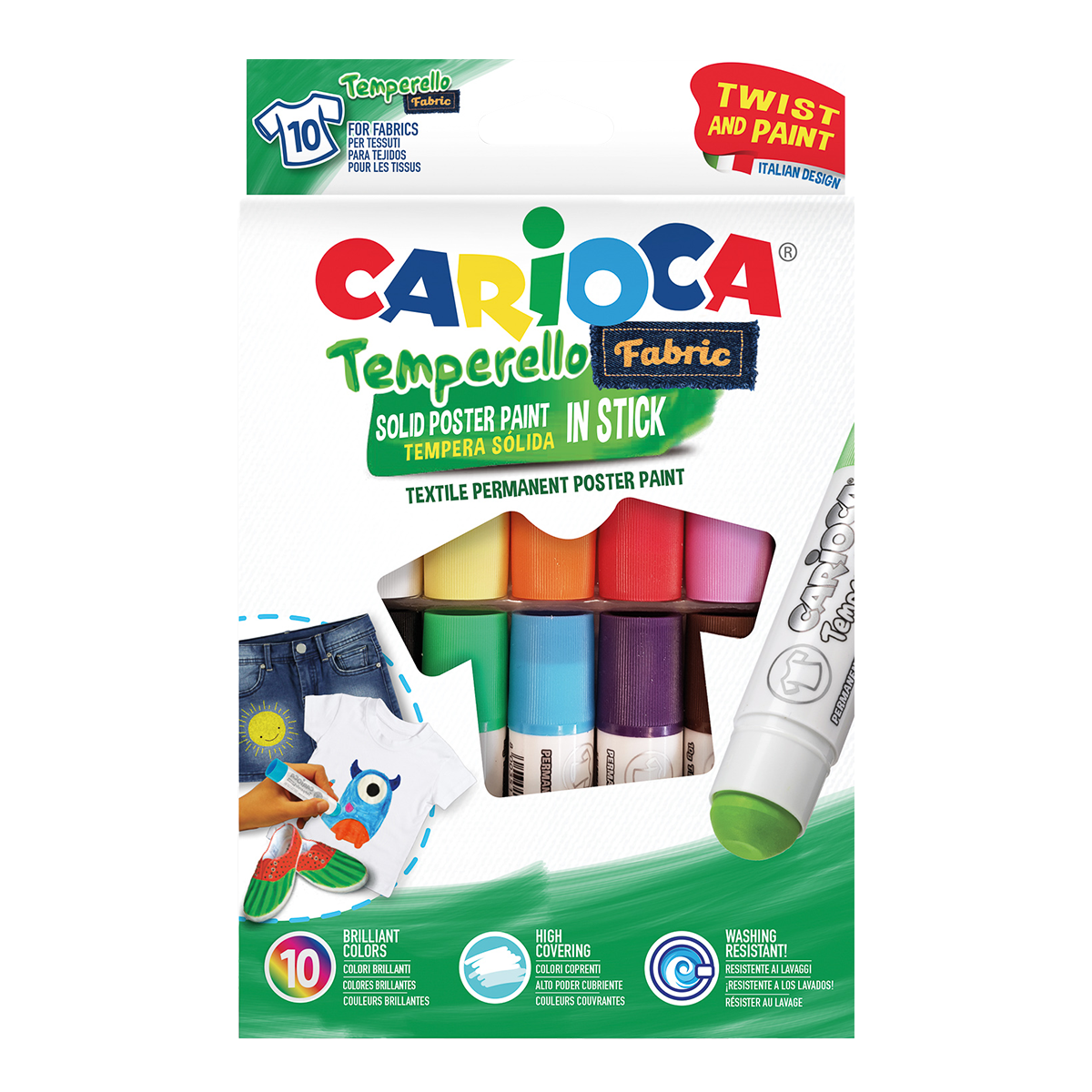 Carioca tempere za tekstil u stiku – set 10 kom