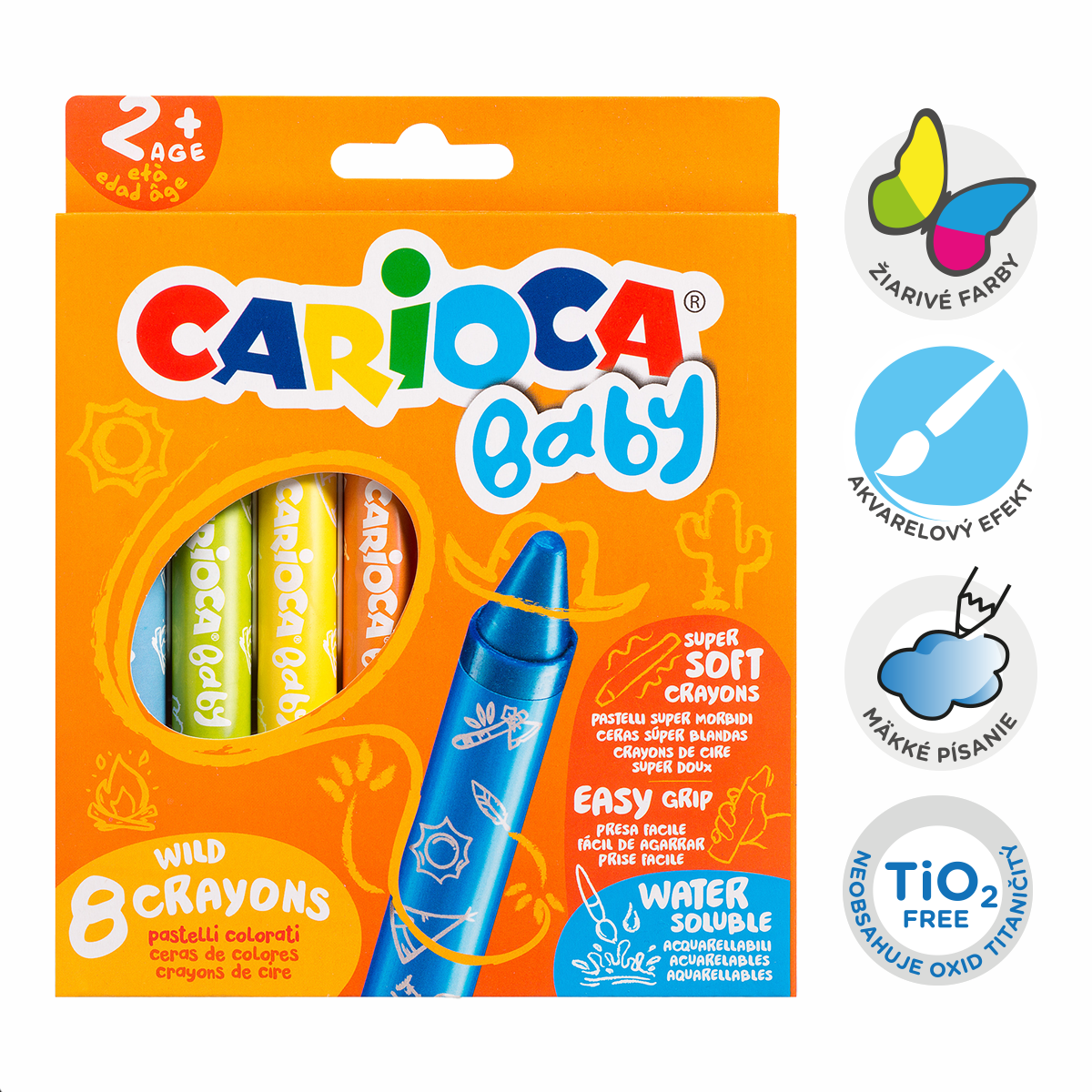Carioca voštane bojice Baby Wild 2+, 8 kom