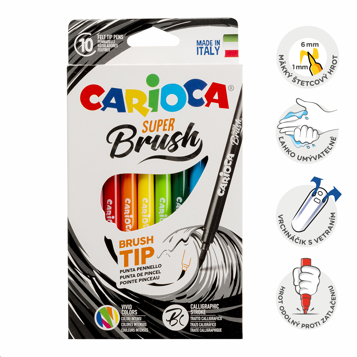 Carioca Brush flomasteri s vrhom u obliku kista, 10 kom, mix boja