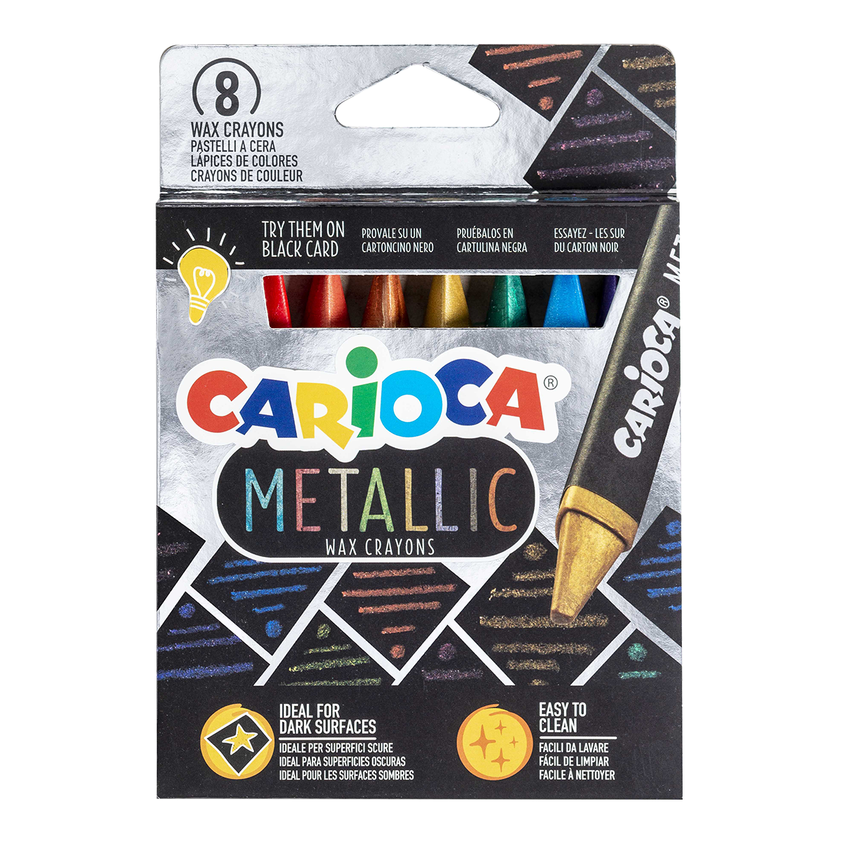 Trouglaste voštane bojice Carioca Metallic, 8 kom