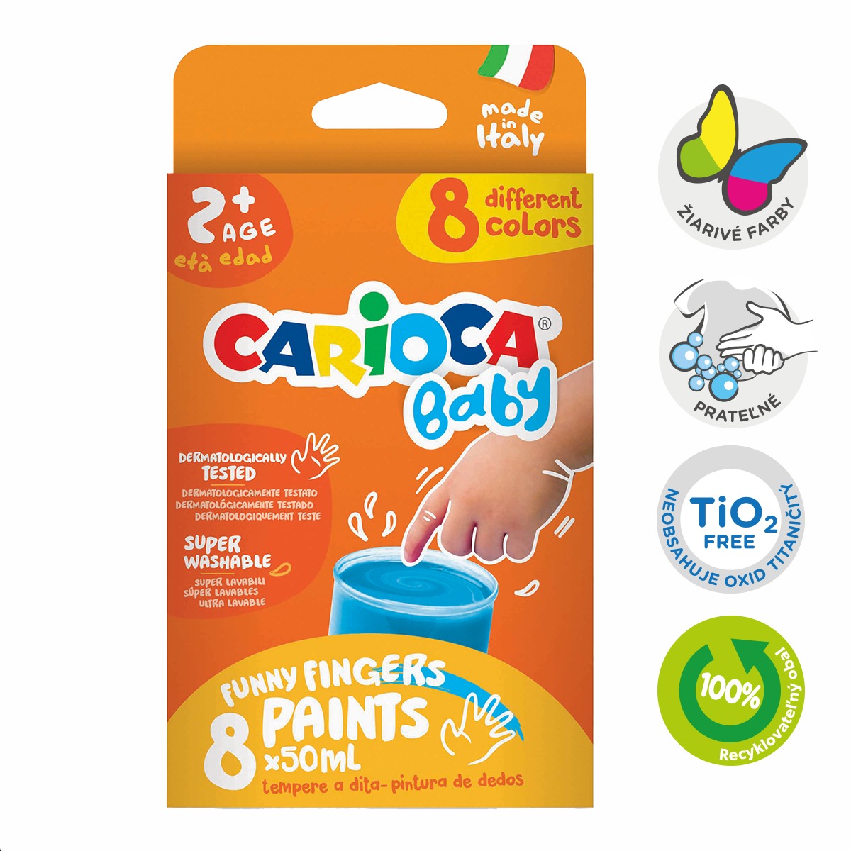 Boje za prste Carioca Baby 2+, 8 × 50 ml