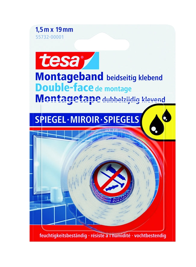 Dvostrano ljepljiva pjenasta montažna traka za ogledala tesa, bijela, 19 mm