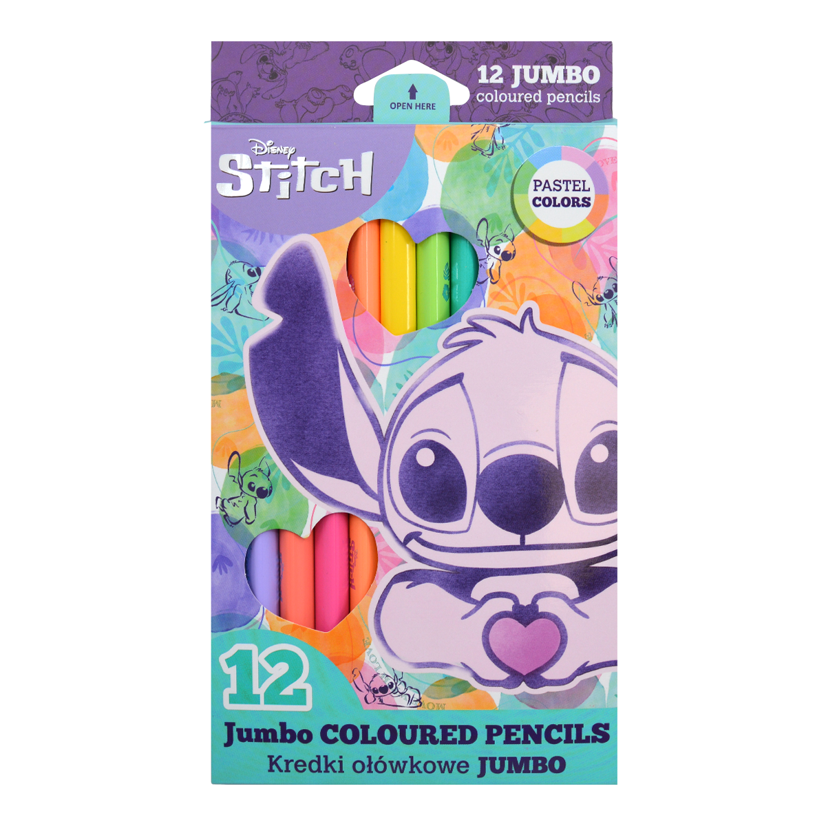 Trouglaste drvene bojice Colorino JUMBO Stitch Pastel, 12 pastelnih boja