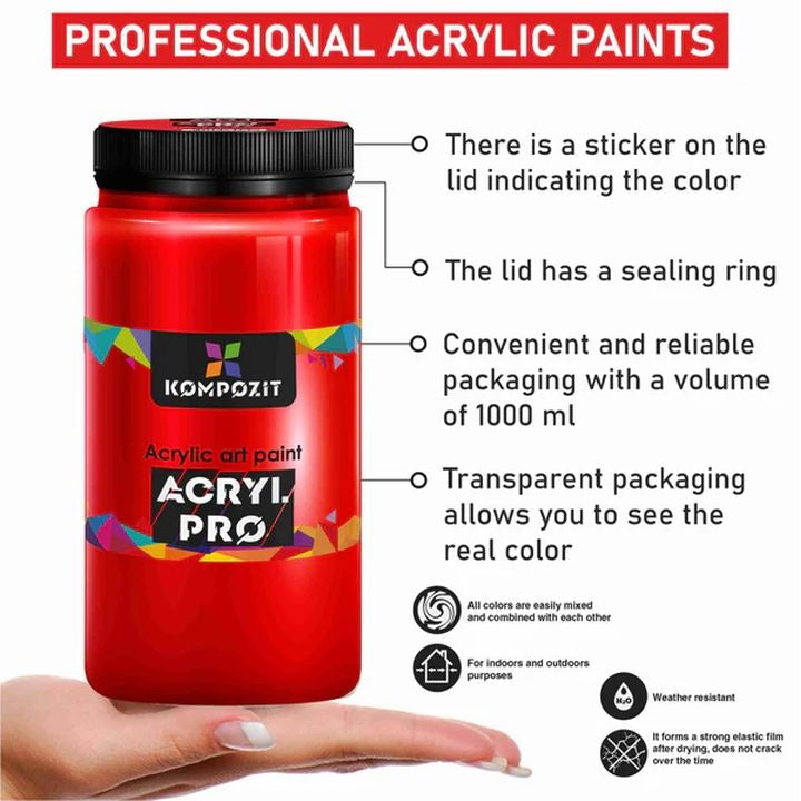 Profesionalna akrilna boja ACRYL PRO ART Kompozit u pakovanju od 1000 ml