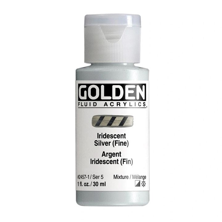 Akrilna boja GOLDEN Fluid Iridescent 118 ml – 2457 srebrna