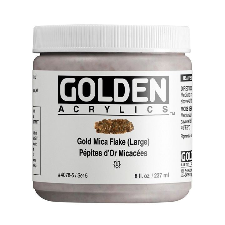 Akrilna boja GOLDEN Heavy Body Mica Flake 118 ml – 4078 zlatna zrnata gruba