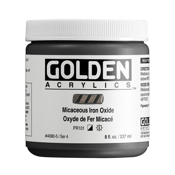 Tuba GOLDEN Heavy Body akrilne boje sa pigmentom Micaceous iron oxide, zapremine 118 ml.