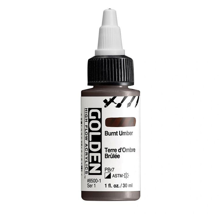 Visokokvalitetna GOLDEN High Flow akrilna boja u bočici od 30 ml, različite nijanse.