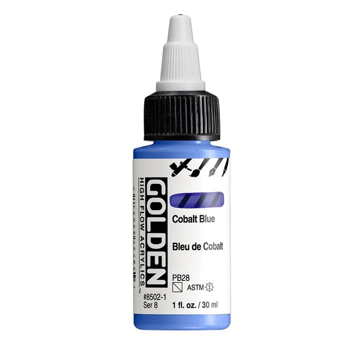 Pregled GOLDEN High Flow akrilne boje od 30 ml, pogodna za airbrush i tehniku tuša.
