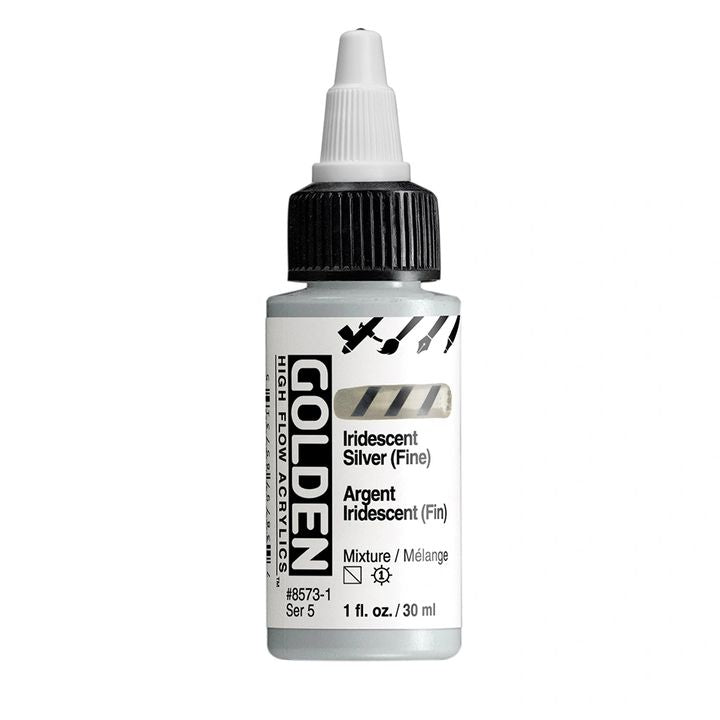 Akrilna boja GOLDEN High Flow Iridescent 30 ml – 8573 Srebrena Fina