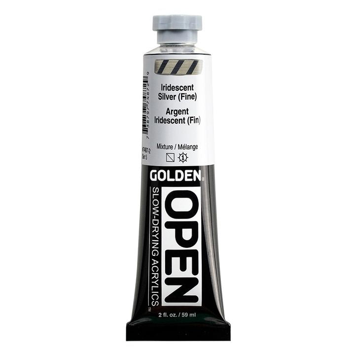 Akrilna boja GOLDEN OPEN Slow-Drying Iridescent 59 ml – 7487 Srebrena Fina