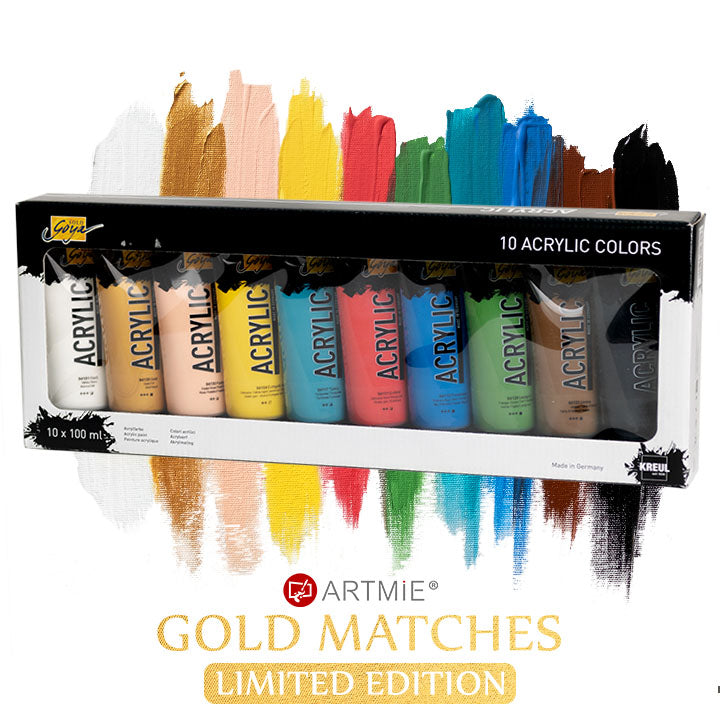 Set od 10 Solo Goya akrilnih boja po 100 ml iz ARTMIE Gold Matches kolekcije