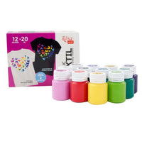 Detaljan prikaz tuba ROSA akrilnih boja za tekstil, set od 12 komada po 20 ml.