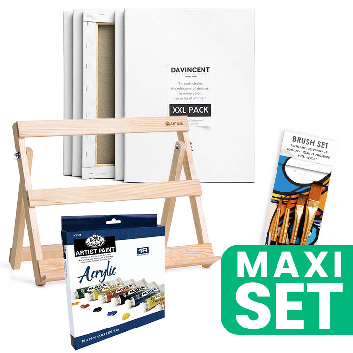 Kompletan ARTMIE akrilni set za slikanje sa drvenim stalkom i priborom za umjetnike.