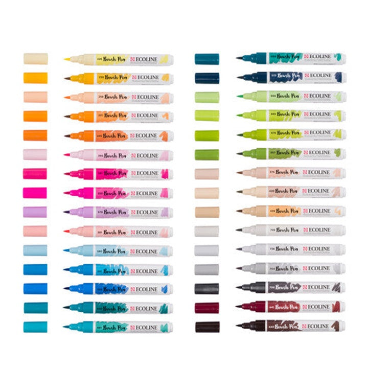 Krupni kadar vrhova Ecoline Brush Pen flomastera različitih boja.