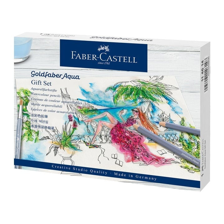 Poklon set Faber-Castell Goldfaber aqua akvarel olovaka u metalnoj kutiji za umjetnike.