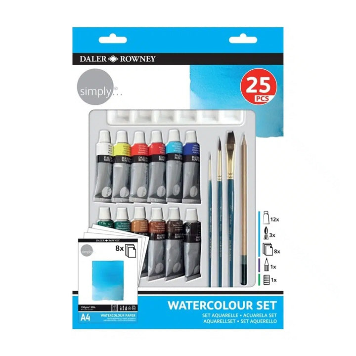 Daler Rowney akvarel set od 25 dijelova u kutiji sa slikarskim priborom
