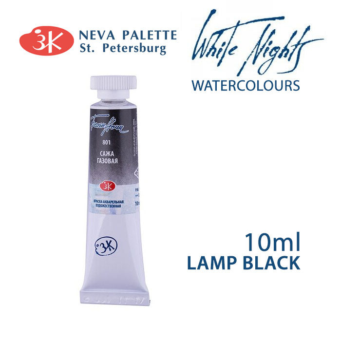 Akvarele White Nights 10 ml  - izaberite nijansu - Lamparska crna