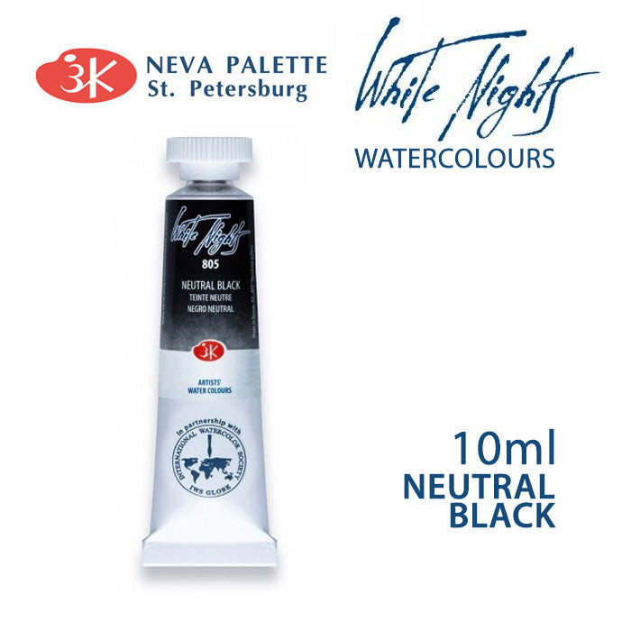 Akvarele White Nights 10 ml  - izaberite nijansu - Neutralna crna