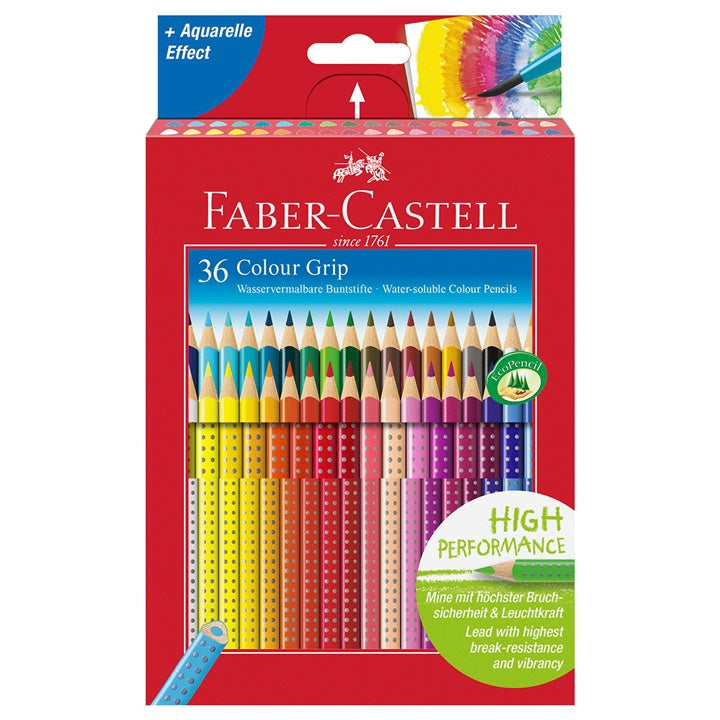 Set od 36 Faber-Castell Grip akvarelnih pastela u metalnoj kutiji za crtanje i slikanje.