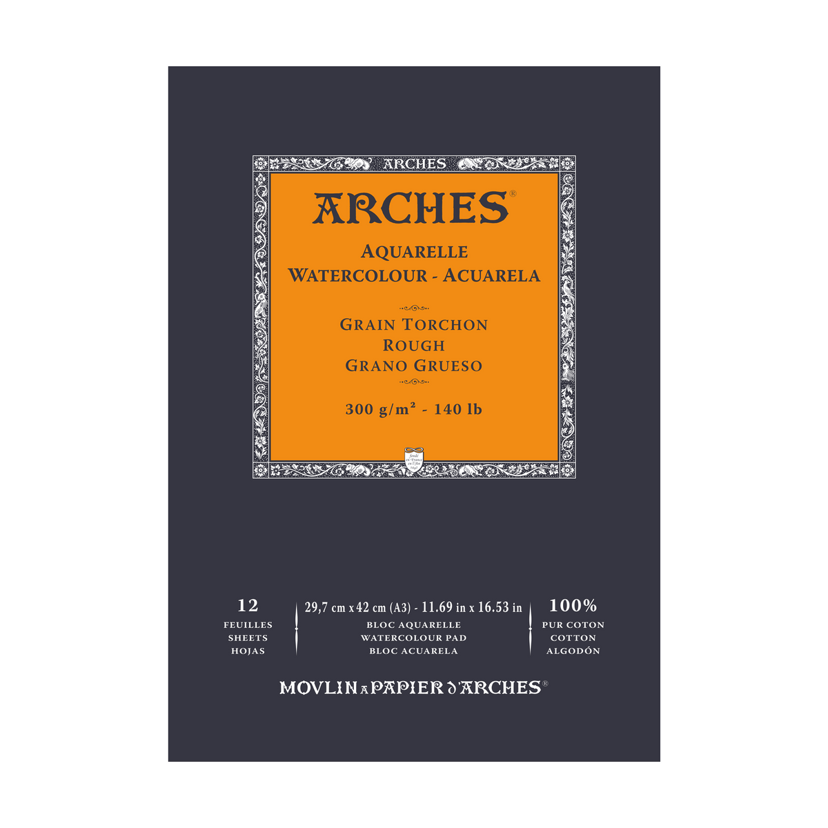 Akvarelni blok ARCHES Aquarelle gruba struktura prirodno bijela 300 g/m² – 12 listova