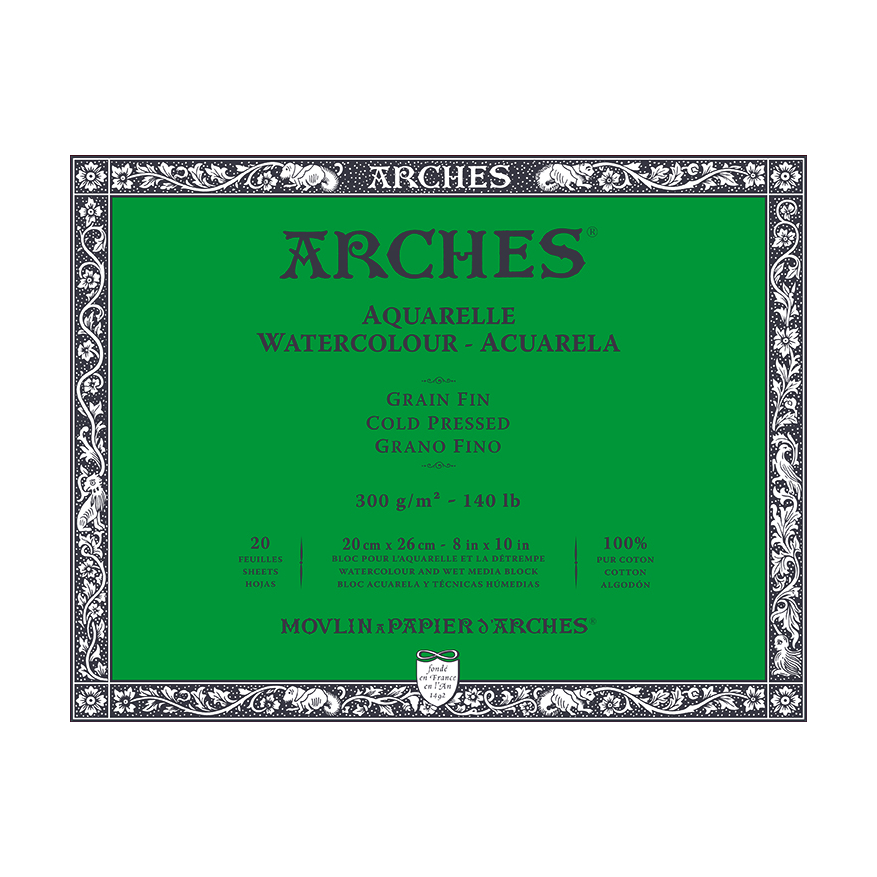 Akvarelni blok ARCHES CP prirodno bijela 300 g/m² – 20 listova