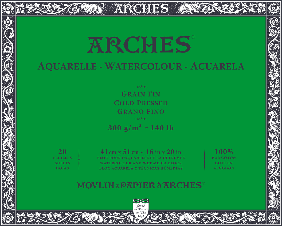 Akvarelni blok ARCHES CP prirodno bijela 300 g/m² – 20 listova