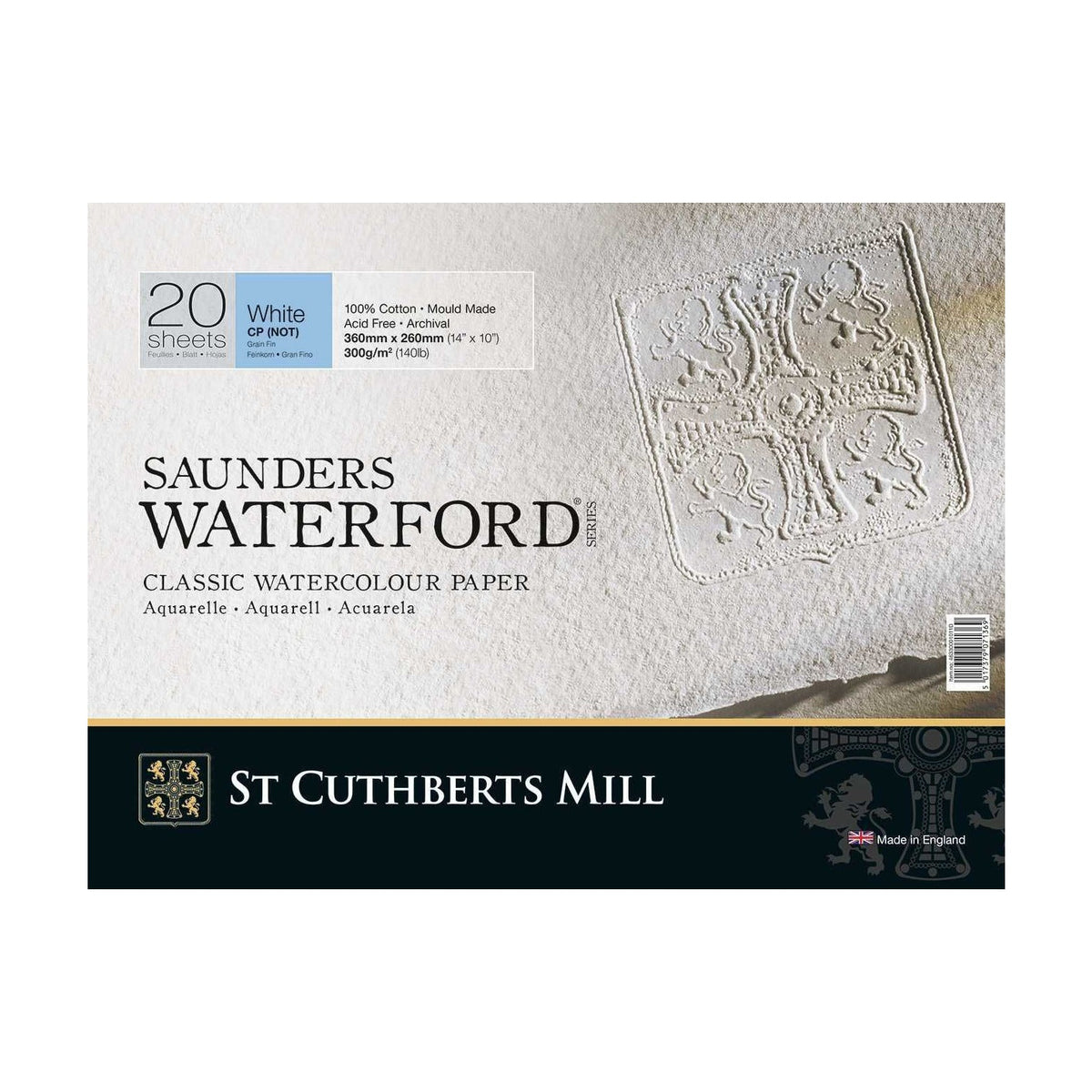 Akvarelni blok CANSON St Cuthberts Saunders Waterford CP bijeli 300 g/m² 20 listova – 26 – 51 cm