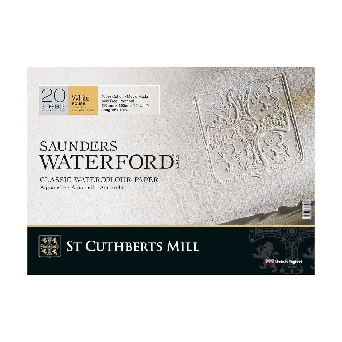 Akvarelni blok CANSON St Cuthberts Saunders Waterford Rough 300 g/m² 26 × 51 cm – 20 listova