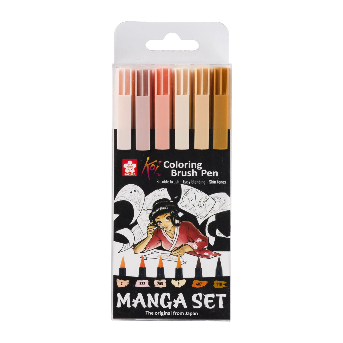 Akvarelni flomasteri s četkicom SAKURA Koi Coloring Brush Manga / set 3 – 6 kom