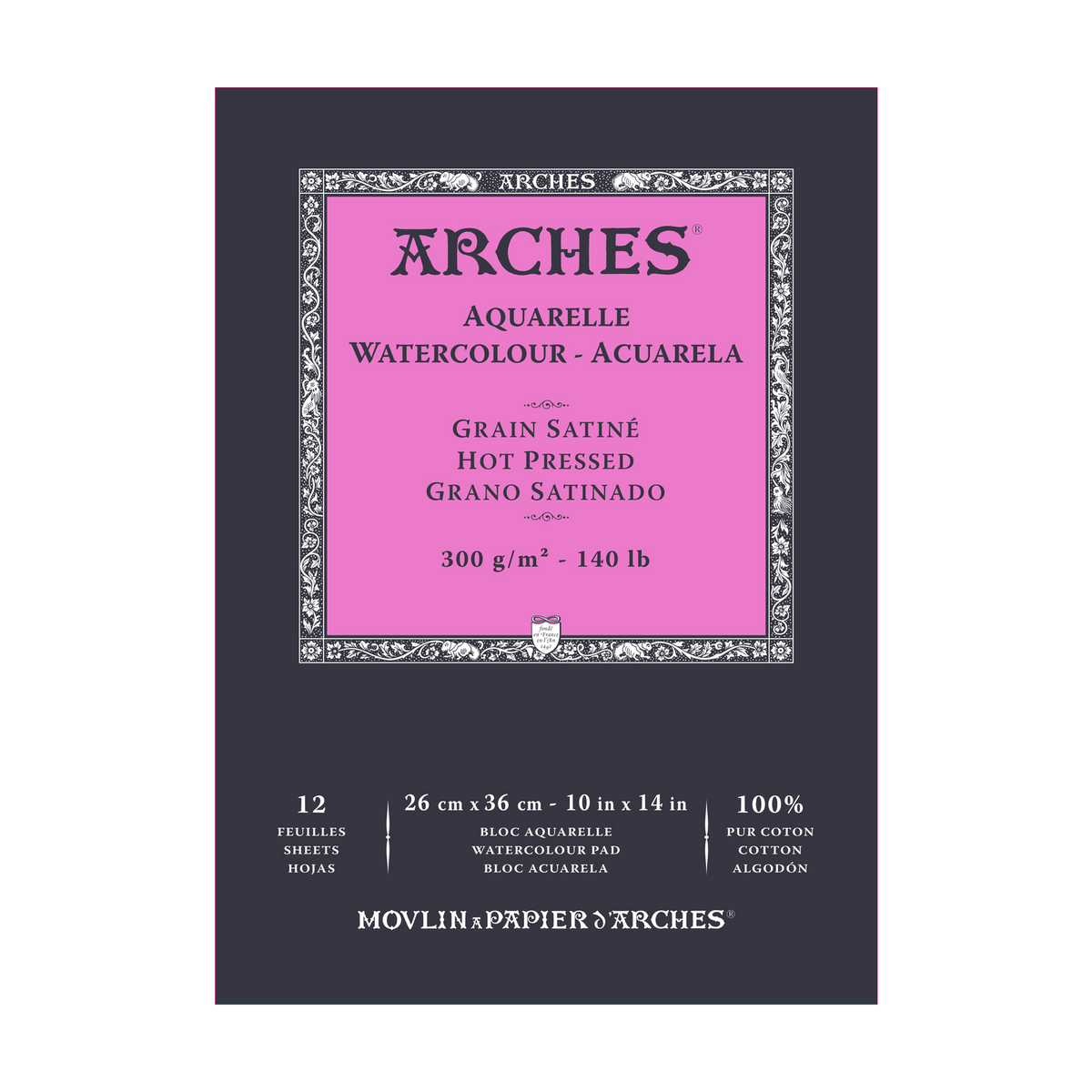 ARCHES akvarelni blok glatki HP prirodno bijeli 300 g/m² A5 – A3 - 12 listova