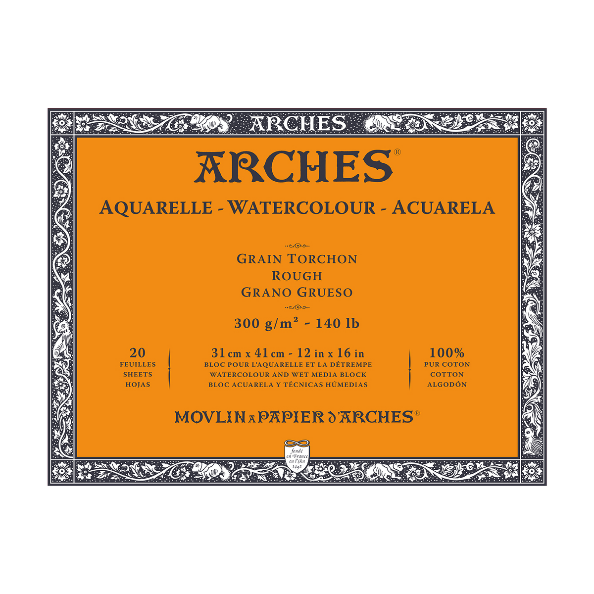 ARCHES akvarelni blok Rough prirodna bijela 300 g/m² 10 – 31 cm - 20 listova