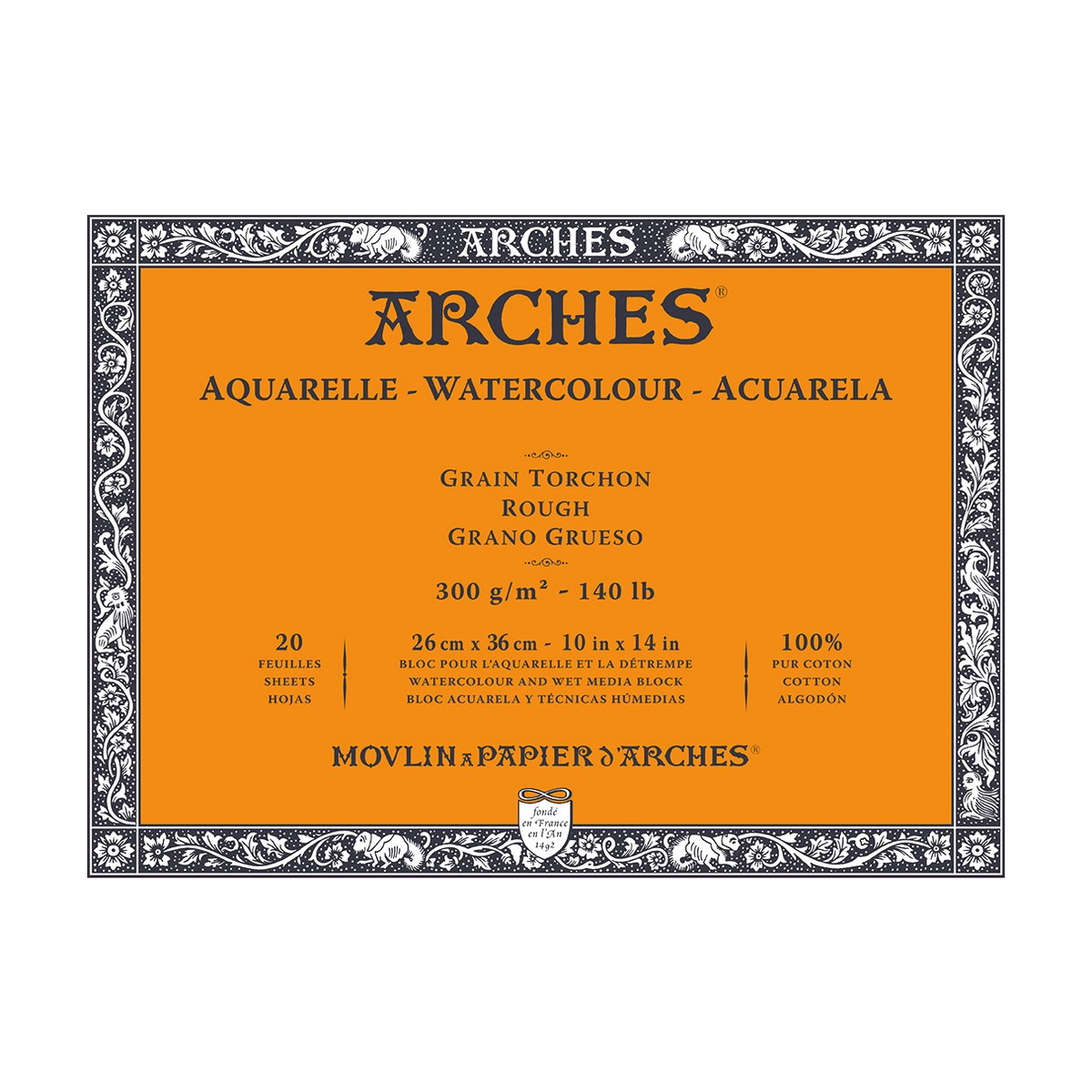 ARCHES akvarelni blok Rough prirodna bijela 300 g/m² 10 – 31 cm - 20 listova
