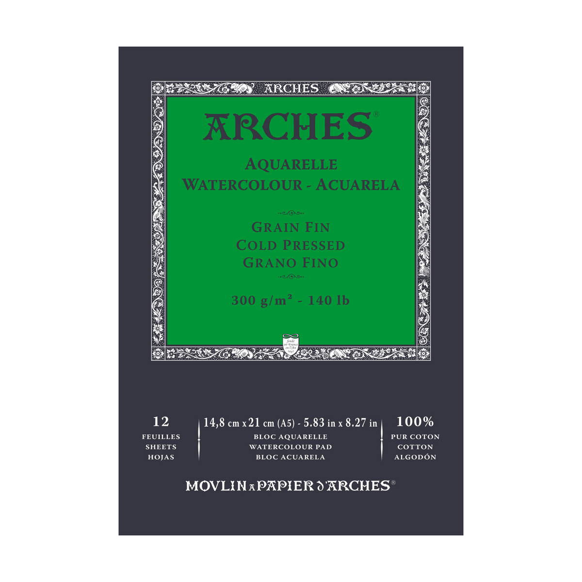 ARCHES akvarelni blok sitnozrnati hladno presani prirodno bijela 300 g/m² - 12 listova (formati A5 – A3)