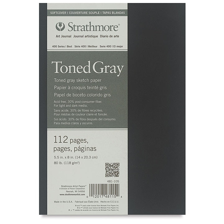 Art Journal Strathmore Tonirani papir Gray meki povez - izaberi dimenzije — slika 2