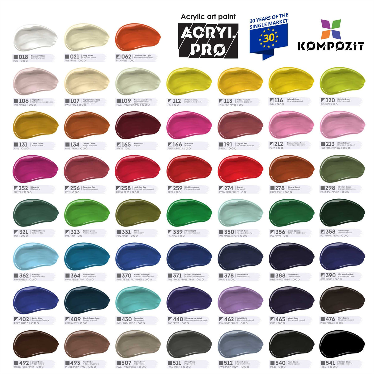 Set akrilnih boja Kompozit ACRYL PRO BOX 73 x 75 ml
