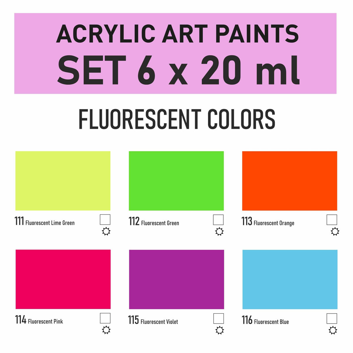 Set akrilnih boja Kompozit STANDART Fluorescent 6 x 20 ml