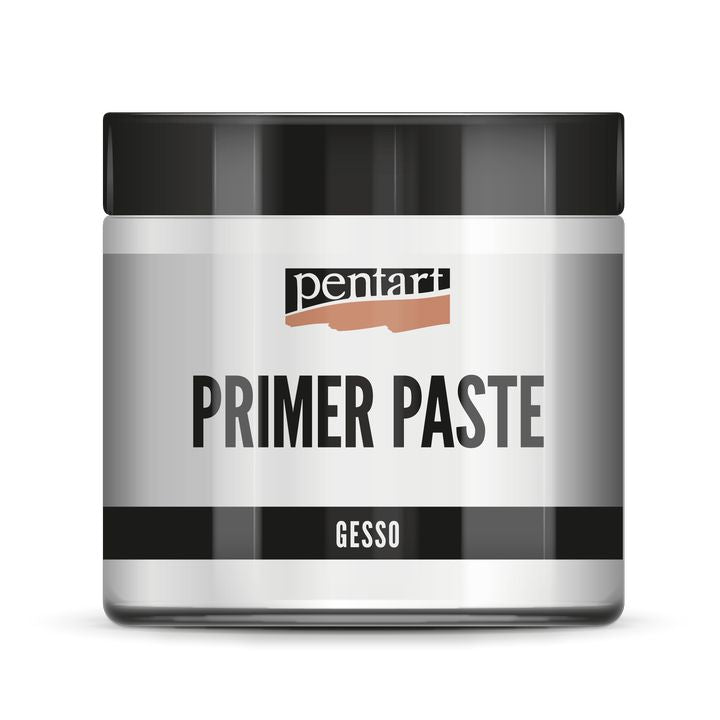 Bijeli podložni primer Pentart 500 ml u plastičnoj ambalaži za pripremu površina prije slikanja.