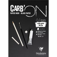 Blok za crtanje sa crnim papirom CLAIREFONTAINE Carb'On 120 g/m² – 20 listova