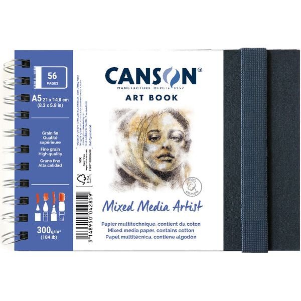 Blok za skiciranje CANSON Mix Media Art Book 300 g 56L 14 x 21 cm u tvrdom povezu