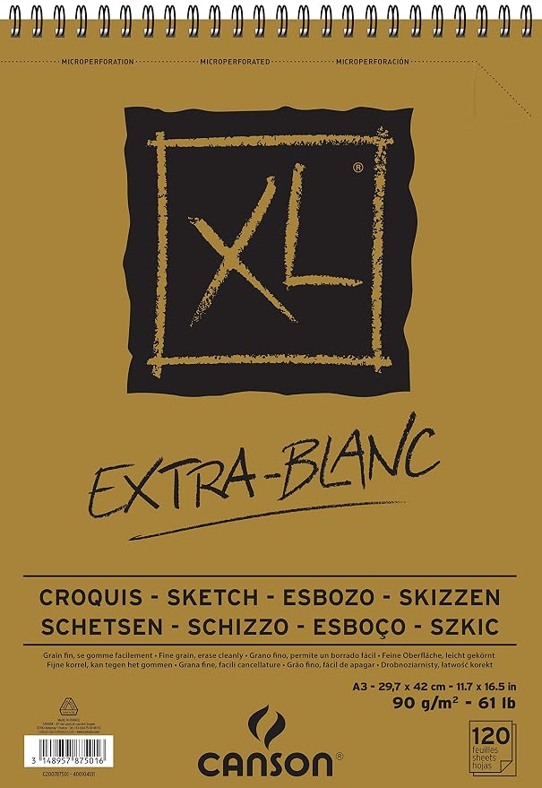 Blok za skiciranje CANSON XL Extra Blanc 90 g/m² 120 listova A3 sa spiralnim povezom na vrhu
