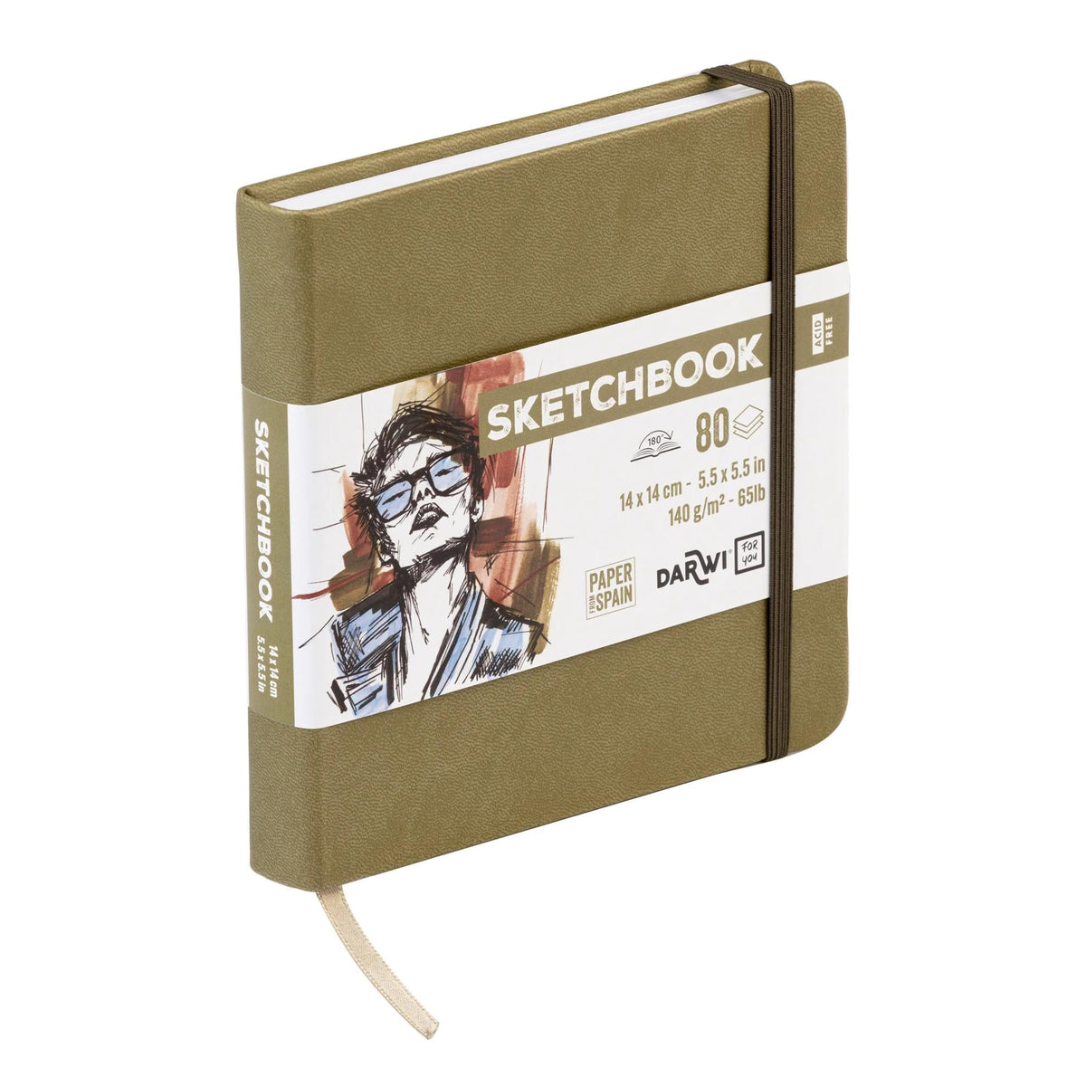 Blok za skiciranje DARWI Khaki 14 x 14 cm, 140 g, 80 listova