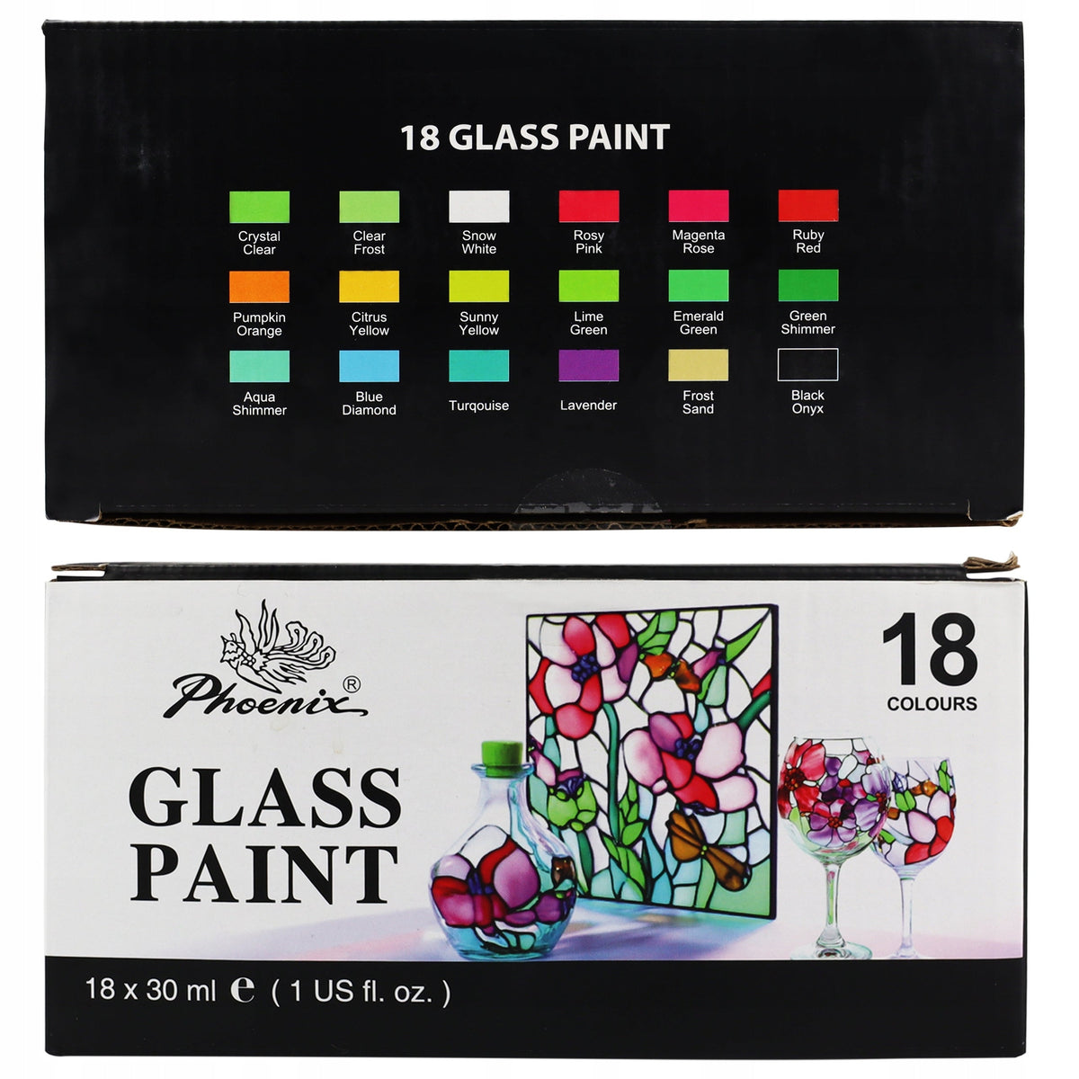 Boje za staklo Phoenix - 18 x 30 ml / set 18 bočica
