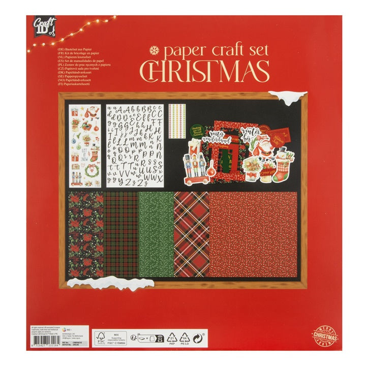 Kompletan set za scrapbooking sa božićnim motivima, idealan za izradu čestitki i ukrašavanje poklona.
