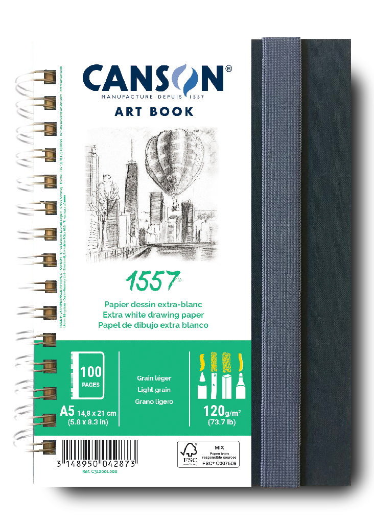 Skicen blok Canson Art Book 1557 s tvrdim povezom – A5, 120 g, 50 listova
